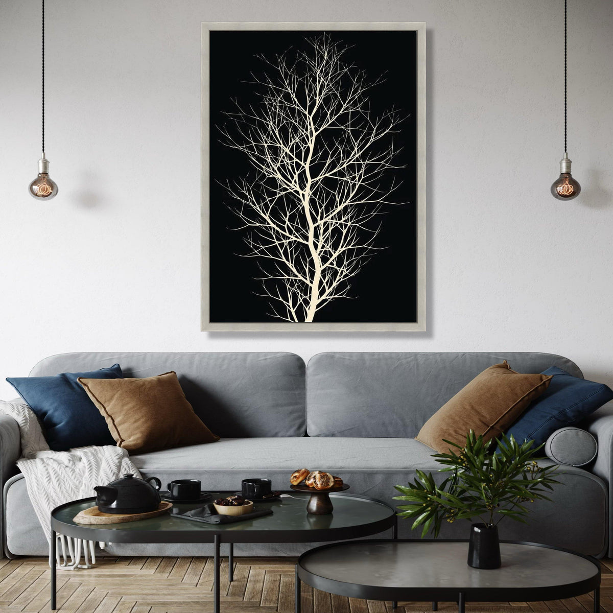 Elegant Bare Tree Silhouette Canvas, Minimalist Black and White Wall Art, Modern Nature Decor, Botanical Branch Gift Art, Home Decor, Print