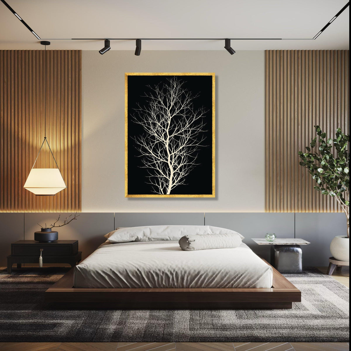 Elegant Bare Tree Silhouette Canvas, Minimalist Black and White Wall Art, Modern Nature Decor, Botanical Branch Gift Art, Home Decor, Print