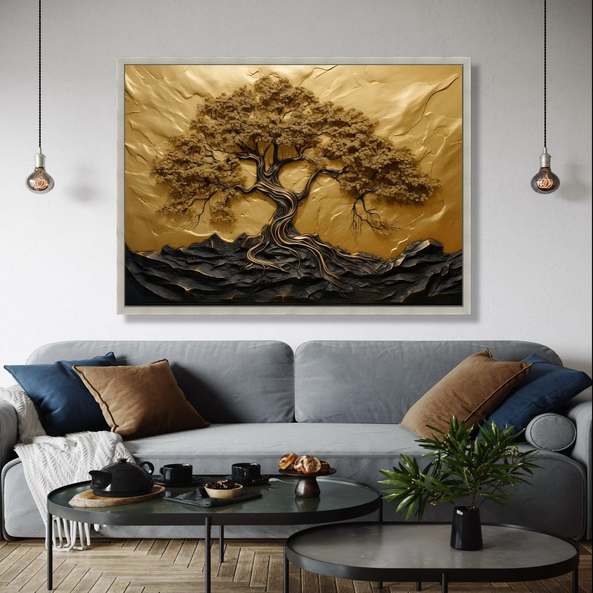 Elegant Tree of Life Canvas Wall Art, Gold and Black Nature Design, Botanical Canvas, Modern Living Room Gift Art, Home Decor, Print