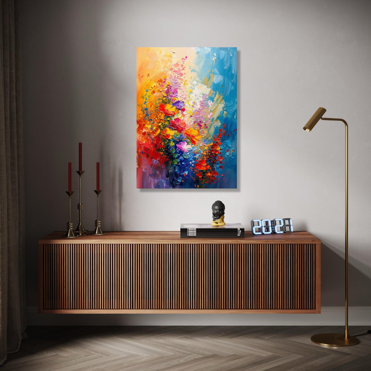 Abstract Floral Explosion Canvas Wall Art, Colorful Bouquet Painting, Modern Flower Canvas, Vibrant Home Decor, Gift Art, Home Decor, Print
