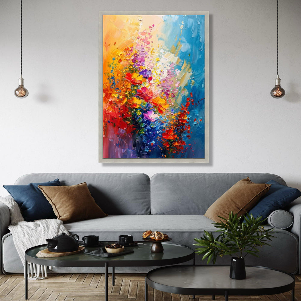 Abstract Floral Explosion Canvas Wall Art, Colorful Bouquet Painting, Modern Flower Canvas, Vibrant Home Decor, Gift Art, Home Decor, Print