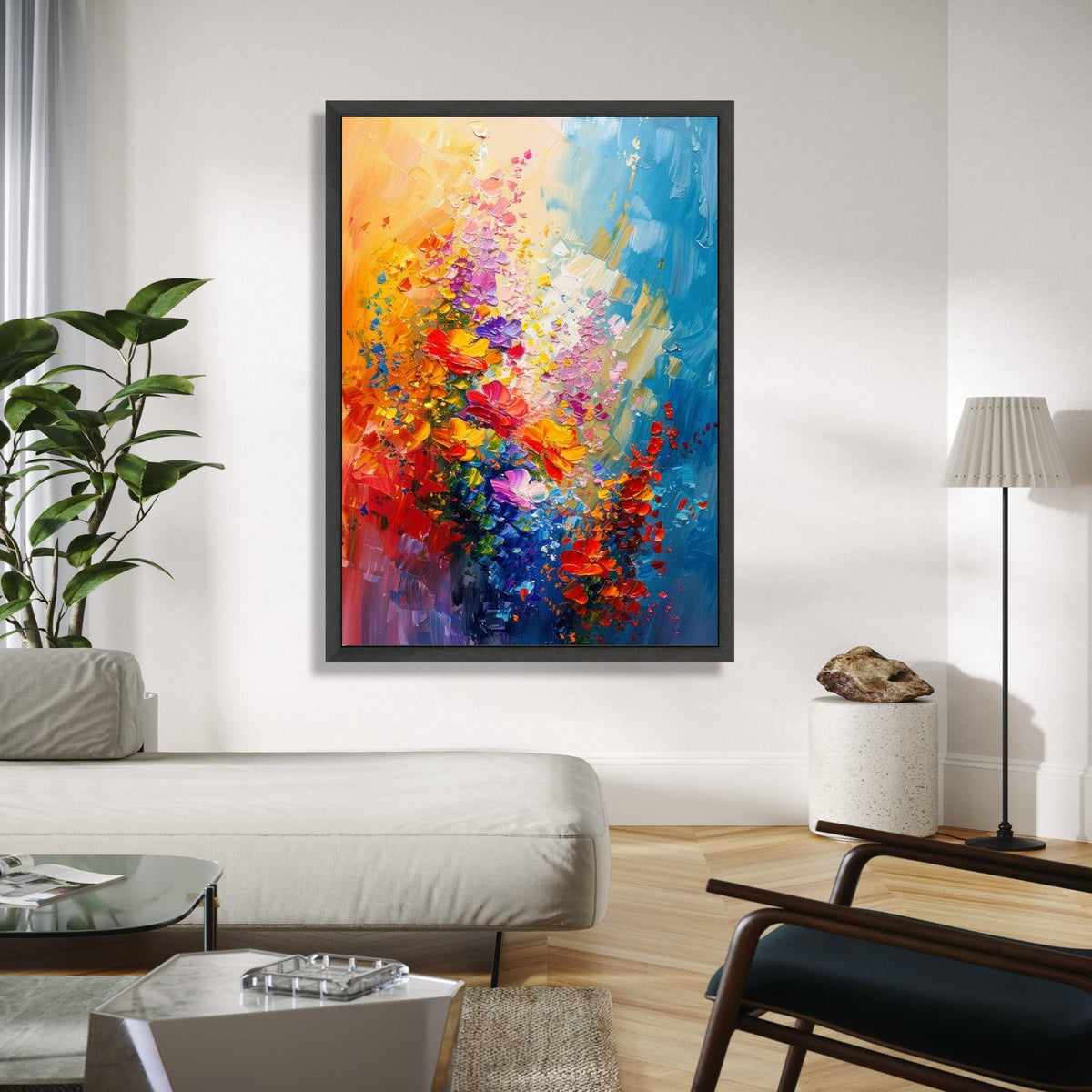 Abstract Floral Explosion Canvas Wall Art, Colorful Bouquet Painting, Modern Flower Canvas, Vibrant Home Decor, Gift Art, Home Decor, Print