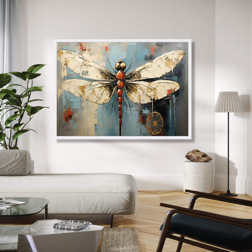 Abstract Dragonfly Canvas Wall Art, Insect Painting, Modern Nature Decor, Contemporary Wildlife Artwork, Ready Gift Art, Home Decor, Print
