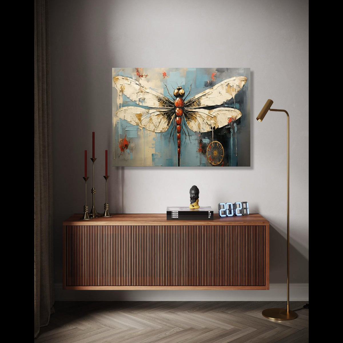 Abstract Dragonfly Canvas Wall Art, Insect Painting, Modern Nature Decor, Contemporary Wildlife Artwork, Ready Gift Art, Home Decor, Print