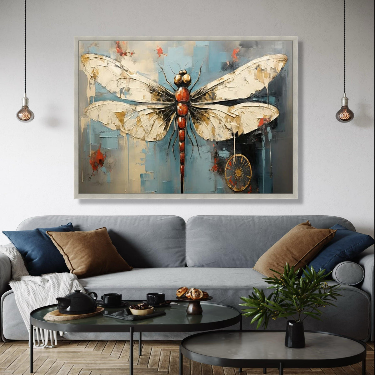Abstract Dragonfly Canvas Wall Art, Insect Painting, Modern Nature Decor, Contemporary Wildlife Artwork, Ready Gift Art, Home Decor, Print