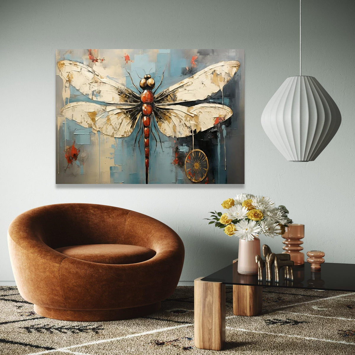 Abstract Dragonfly Canvas Wall Art, Insect Painting, Modern Nature Decor, Contemporary Wildlife Artwork, Ready Gift Art, Home Decor, Print