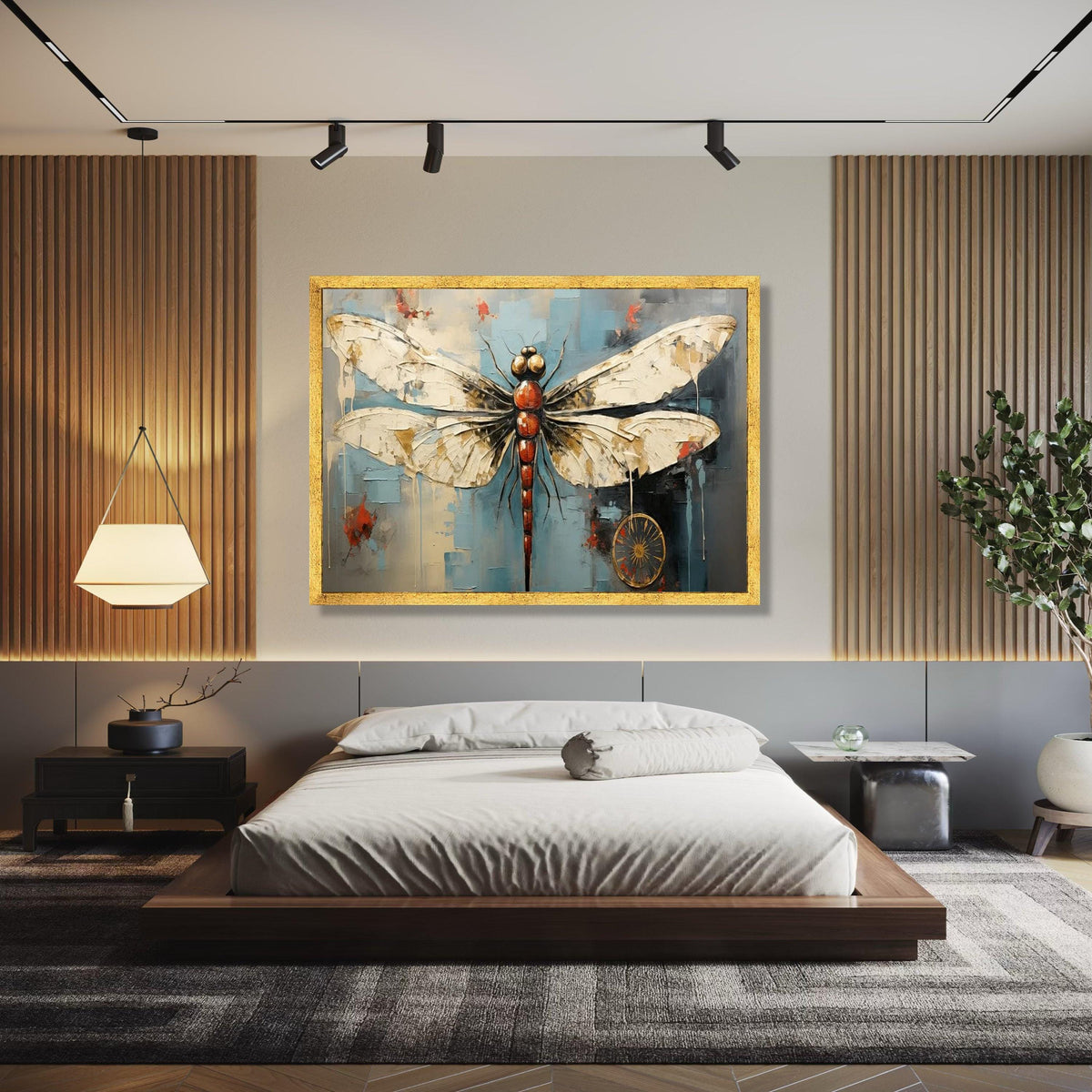 Abstract Dragonfly Canvas Wall Art, Insect Painting, Modern Nature Decor, Contemporary Wildlife Artwork, Ready Gift Art, Home Decor, Print