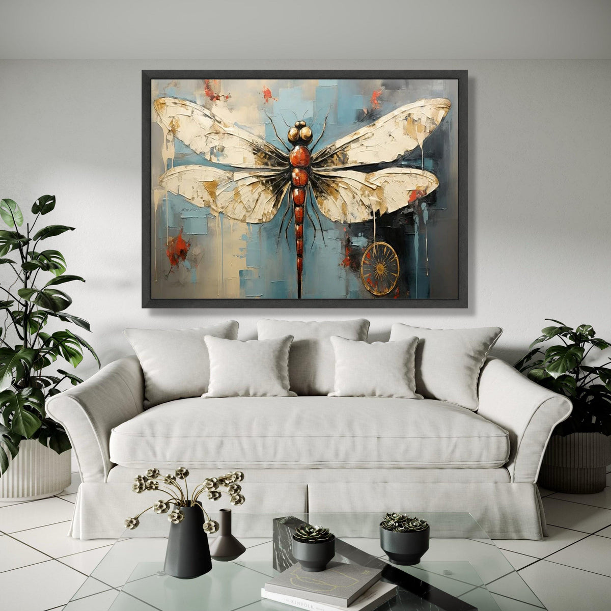 Abstract Dragonfly Canvas Wall Art, Insect Painting, Modern Nature Decor, Contemporary Wildlife Artwork, Ready Gift Art, Home Decor, Print