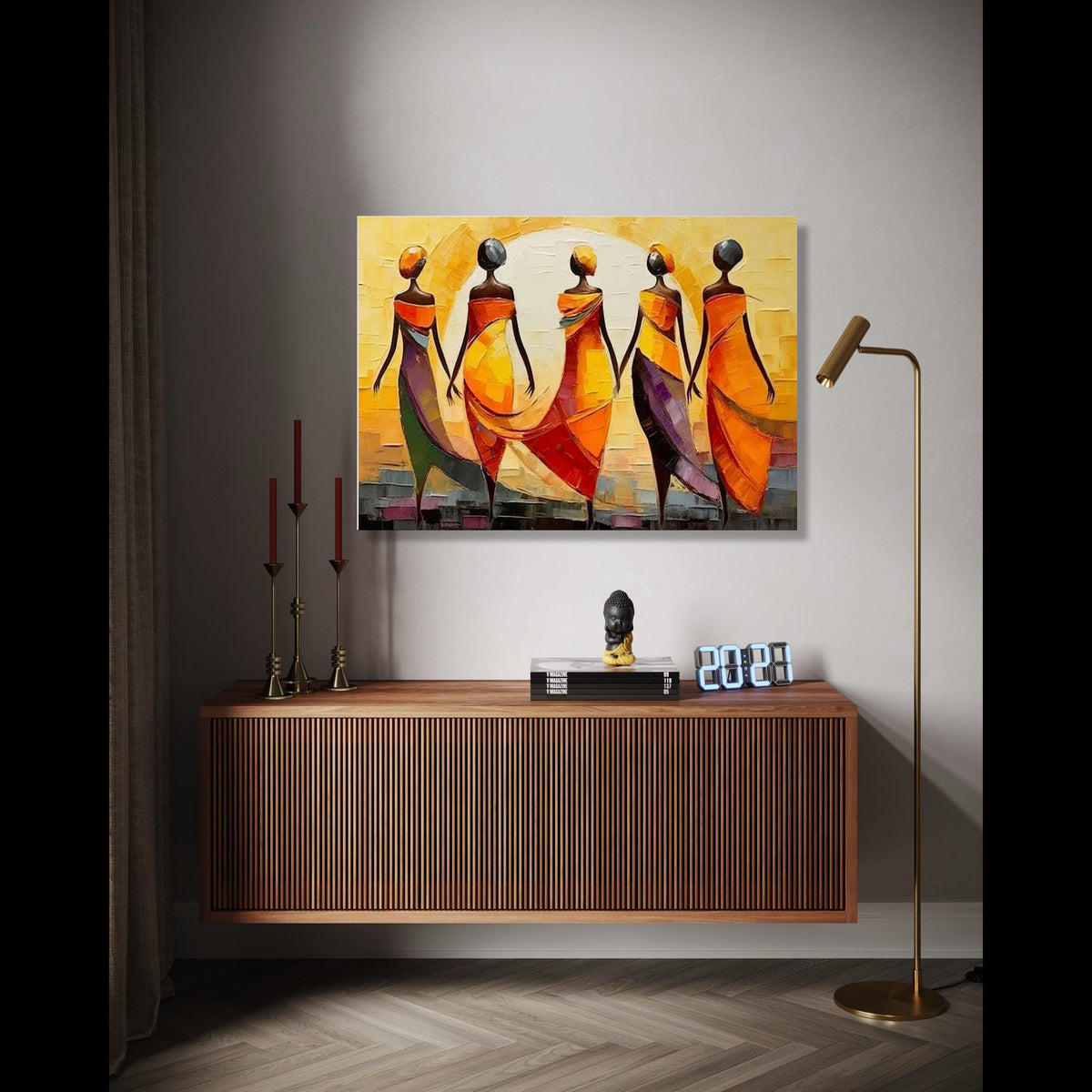 Vibrant African Women Canvas, Colorful Abstract Figures Wall Art, Ethnic Home Decor, Modern Canvas Painting, Gift Art, Home Decor, Print