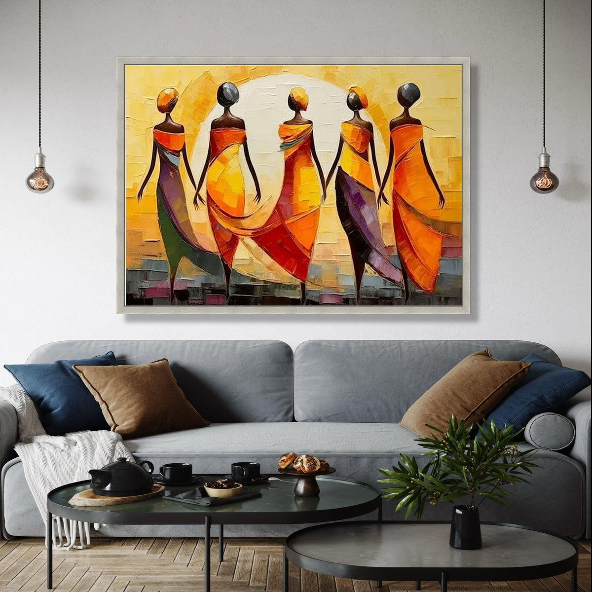 Vibrant African Women Canvas, Colorful Abstract Figures Wall Art, Ethnic Home Decor, Modern Canvas Painting, Gift Art, Home Decor, Print