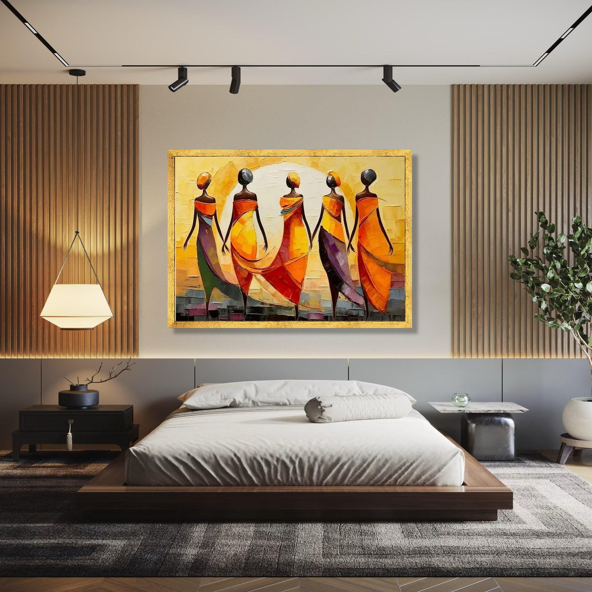 Vibrant African Women Canvas, Colorful Abstract Figures Wall Art, Ethnic Home Decor, Modern Canvas Painting, Gift Art, Home Decor, Print