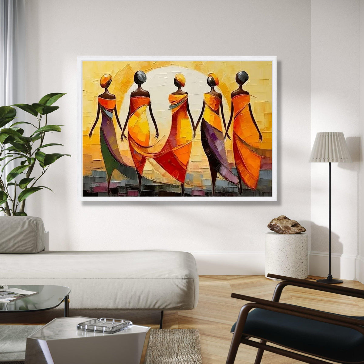 Vibrant African Women Canvas, Colorful Abstract Figures Wall Art, Ethnic Home Decor, Modern Canvas Painting, Gift Art, Home Decor, Print