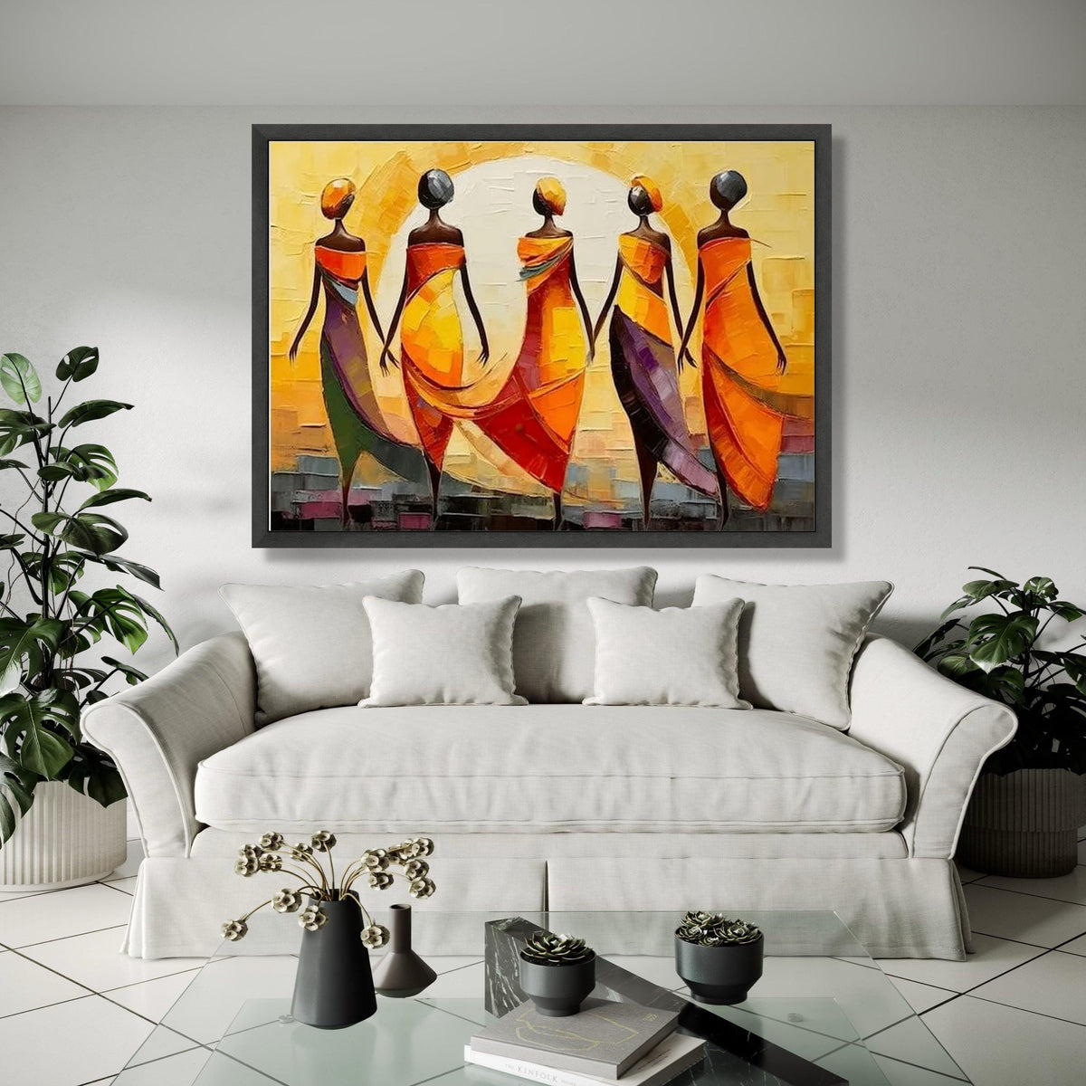 Vibrant African Women Canvas, Colorful Abstract Figures Wall Art, Ethnic Home Decor, Modern Canvas Painting, Gift Art, Home Decor, Print