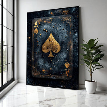 Ace of Spades Canvas Wall Art, Vintage Playing Card Design, Gold and Black Game Room Decor, Modern Casino Wall Gift Art, Home Decor, Print