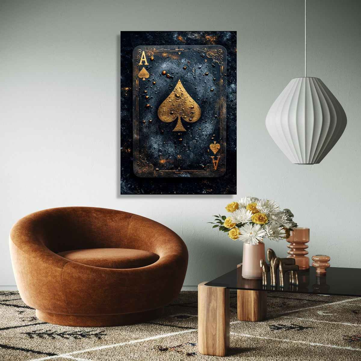 Ace of Spades Canvas Wall Art, Vintage Playing Card Design, Gold and Black Game Room Decor, Modern Casino Wall Gift Art, Home Decor, Print