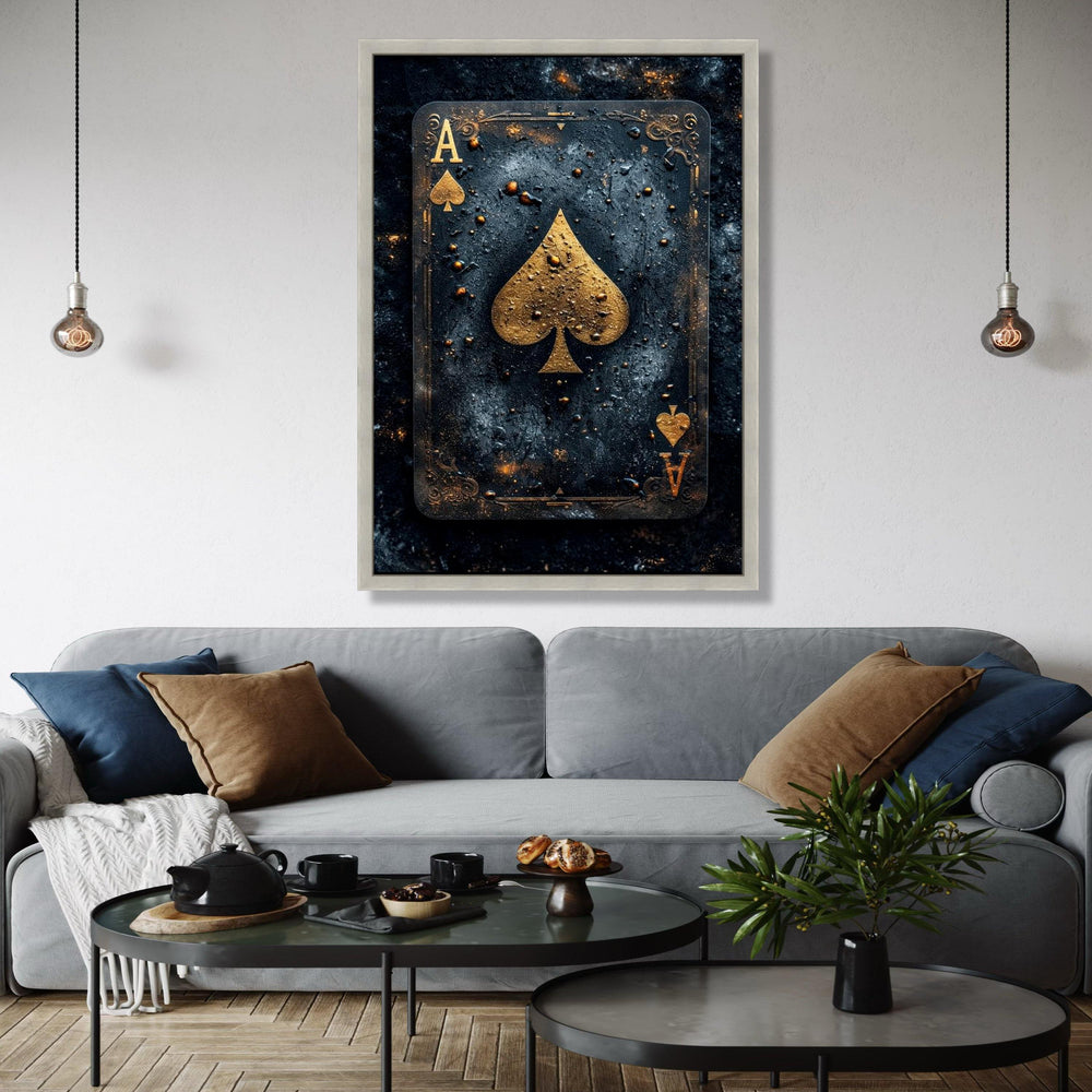 Ace of Spades Canvas Wall Art, Vintage Playing Card Design, Gold and Black Game Room Decor, Modern Casino Wall Gift Art, Home Decor, Print