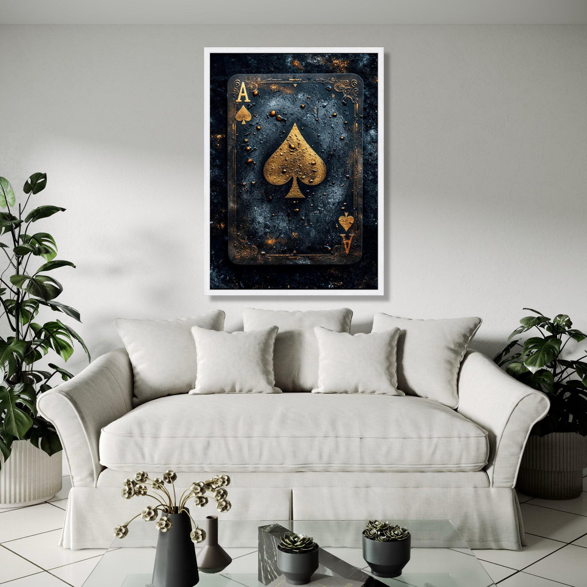 Ace of Spades Canvas Wall Art, Vintage Playing Card Design, Gold and Black Game Room Decor, Modern Casino Wall Gift Art, Home Decor, Print
