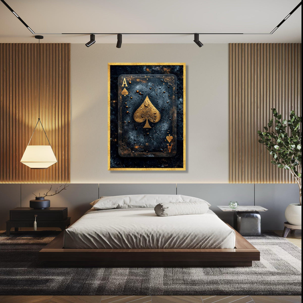 Ace of Spades Canvas Wall Art, Vintage Playing Card Design, Gold and Black Game Room Decor, Modern Casino Wall Gift Art, Home Decor, Print