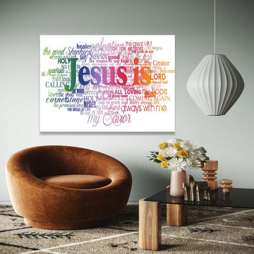 Jesus Is Inspirational Word Art Canvas, Christian Scripture Wall Decor, Religious Faith Typography, Bible Verse Gift Art, Home Decor, Print
