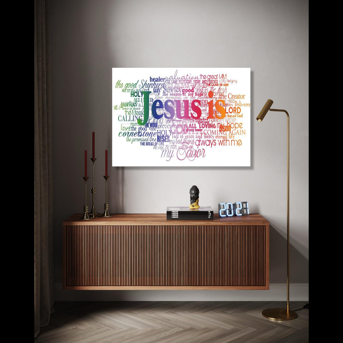 Jesus Is Inspirational Word Art Canvas, Christian Scripture Wall Decor, Religious Faith Typography, Bible Verse Gift Art, Home Decor, Print