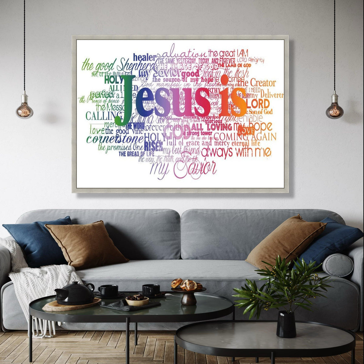 Jesus Is Inspirational Word Art Canvas, Christian Scripture Wall Decor, Religious Faith Typography, Bible Verse Gift Art, Home Decor, Print