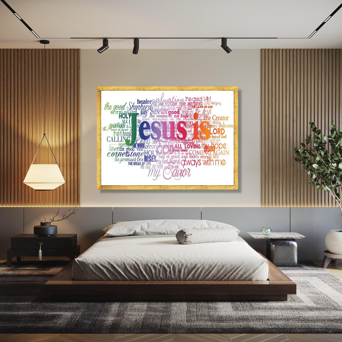 Jesus Is Inspirational Word Art Canvas, Christian Scripture Wall Decor, Religious Faith Typography, Bible Verse Gift Art, Home Decor, Print
