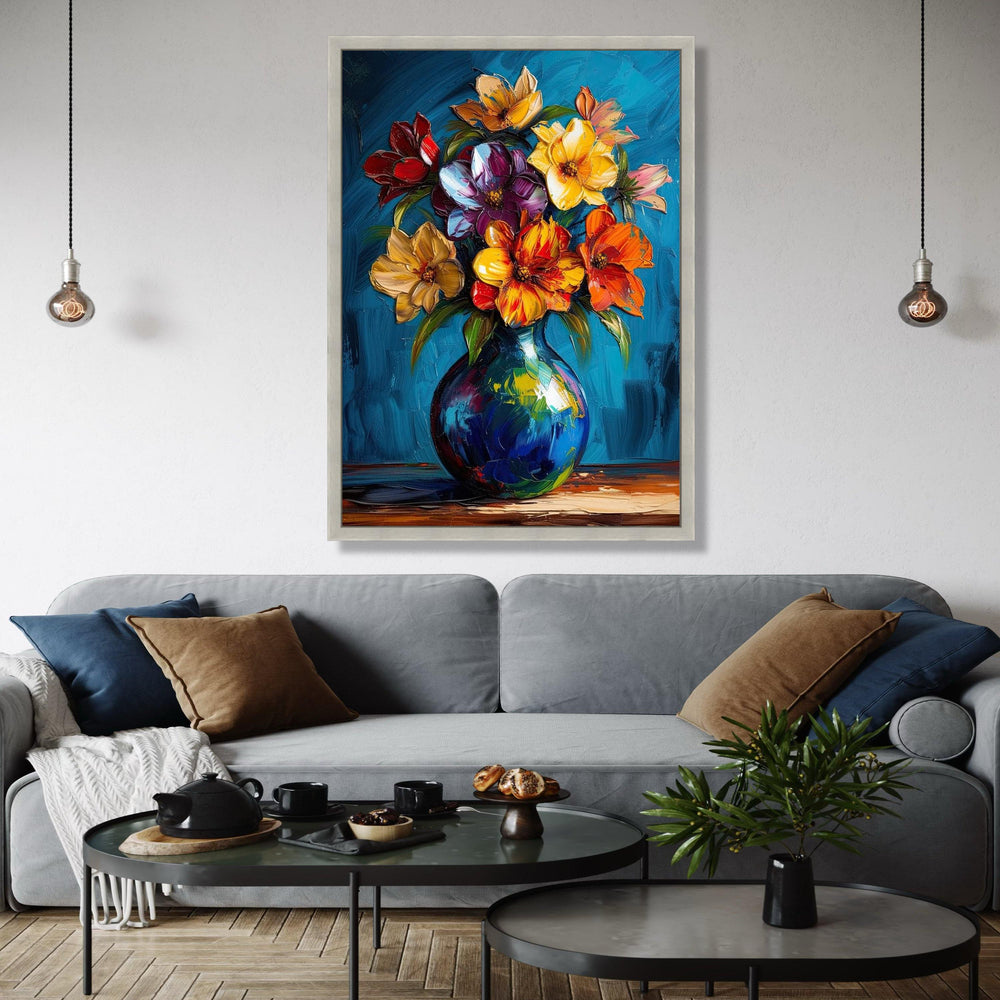 Vibrant Floral Bouquet Canvas, Colorful Flowers Painting, Abstract Vase Wall Art, Flower Canvas, Home Decor Gift Art, Home Decor, Print