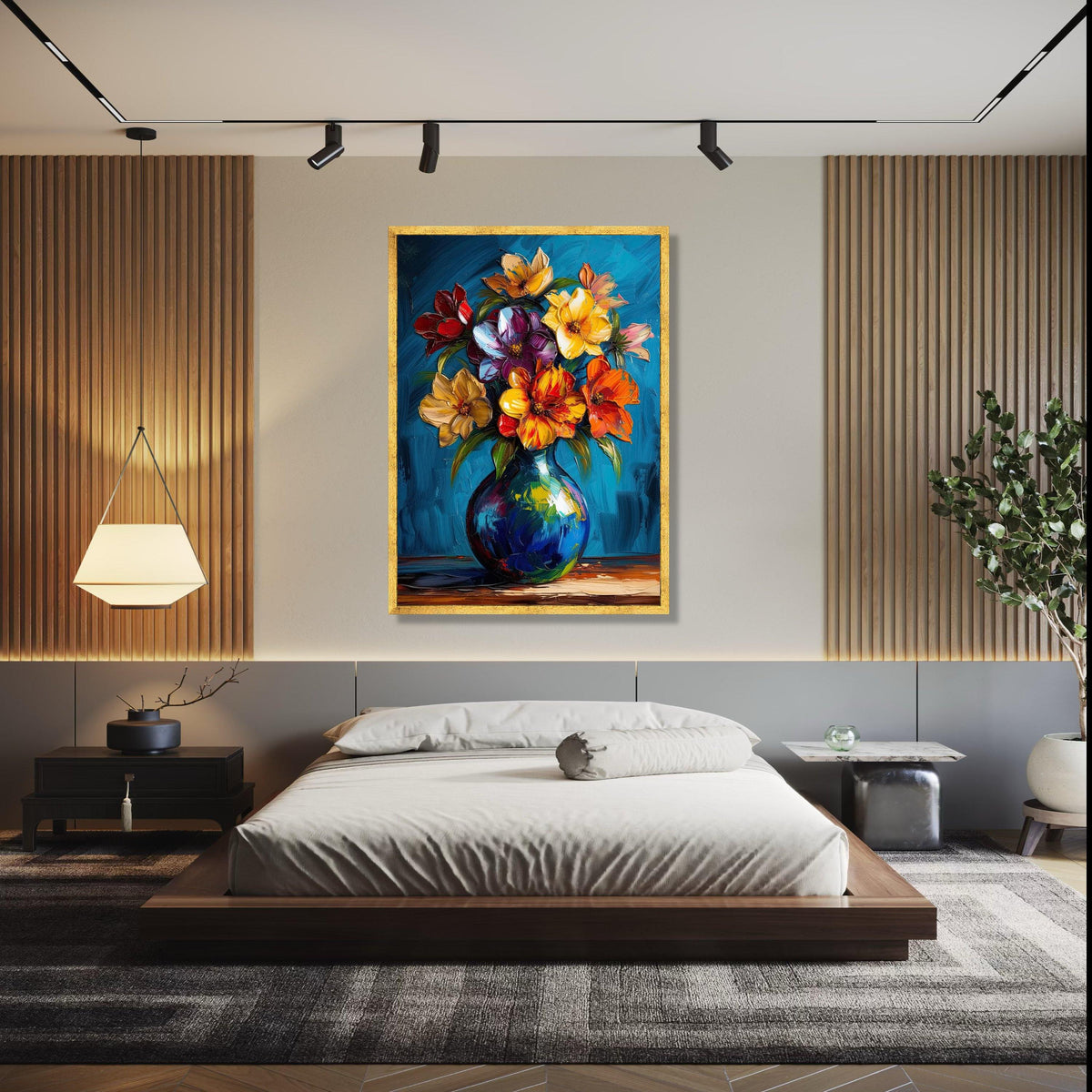 Vibrant Floral Bouquet Canvas, Colorful Flowers Painting, Abstract Vase Wall Art, Flower Canvas, Home Decor Gift Art, Home Decor, Print