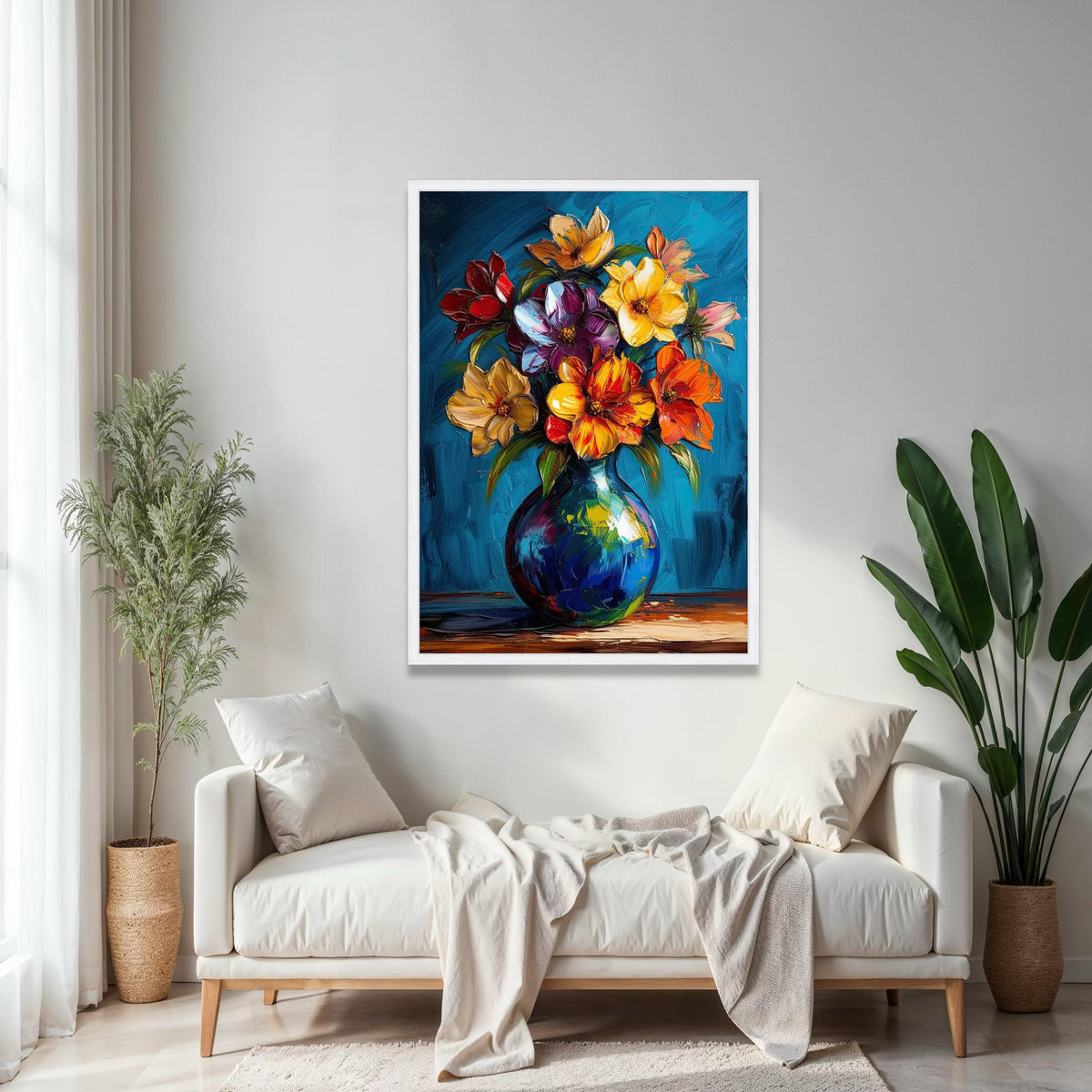 Vibrant Floral Bouquet Canvas, Colorful Flowers Painting, Abstract Vase Wall Art, Flower Canvas, Home Decor Gift Art, Home Decor, Print