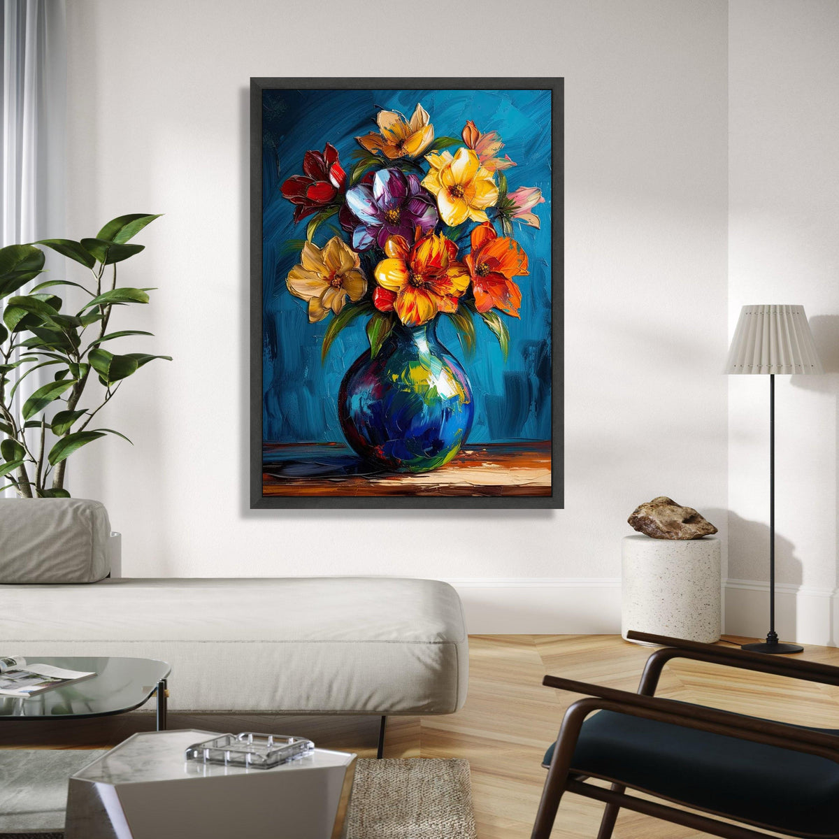 Vibrant Floral Bouquet Canvas, Colorful Flowers Painting, Abstract Vase Wall Art, Flower Canvas, Home Decor Gift Art, Home Decor, Print