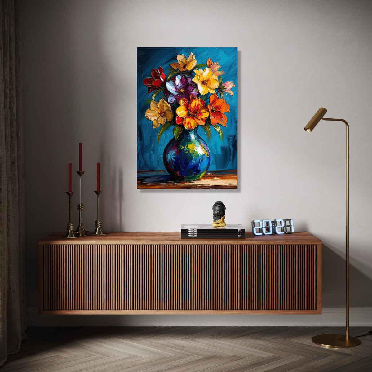 Vibrant Floral Bouquet Canvas, Colorful Flowers Painting, Abstract Vase Wall Art, Flower Canvas, Home Decor Gift Art, Home Decor, Print