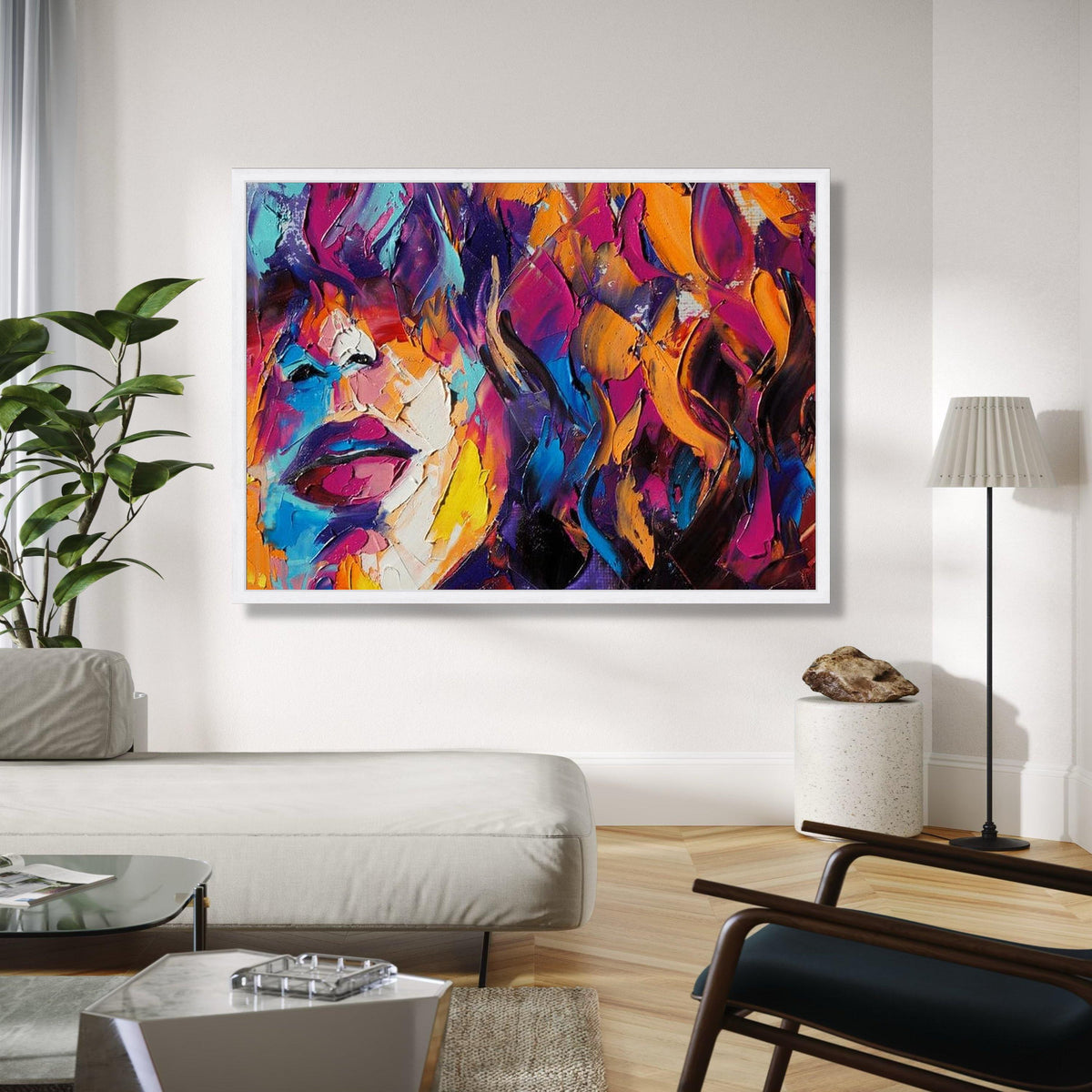 Vibrant Abstract Face Canvas, Colorful Expressionist Wall Art, Modern Painting, Bold Home Decoration, Ready to Gift Art, Home Decor, Print