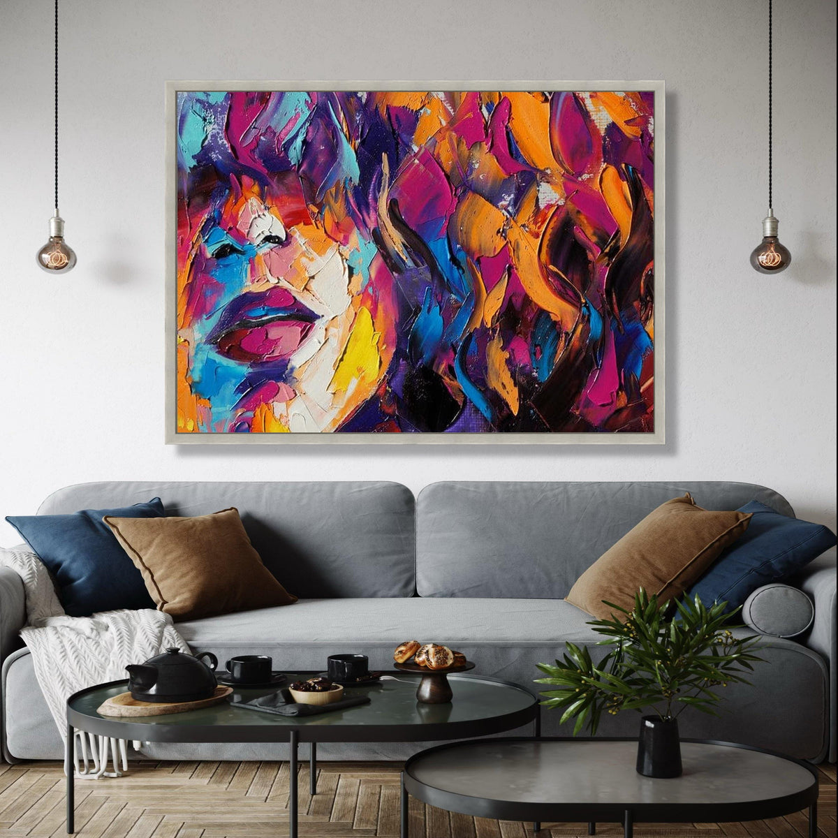 Vibrant Abstract Face Canvas, Colorful Expressionist Wall Art, Modern Painting, Bold Home Decoration, Ready to Gift Art, Home Decor, Print