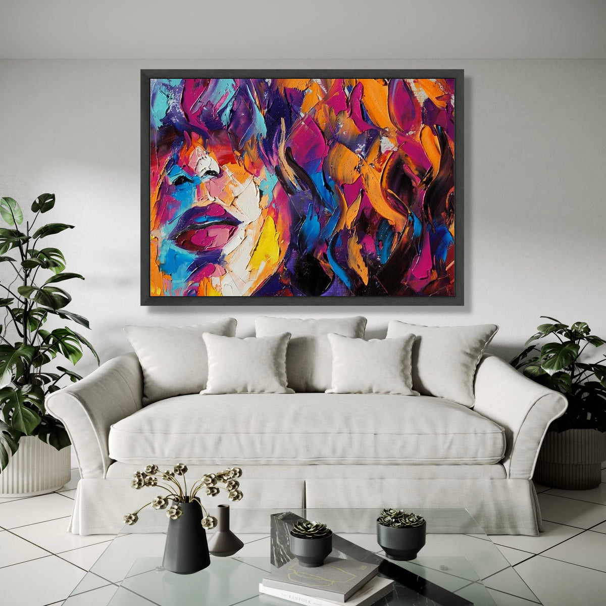 Vibrant Abstract Face Canvas, Colorful Expressionist Wall Art, Modern Painting, Bold Home Decoration, Ready to Gift Art, Home Decor, Print