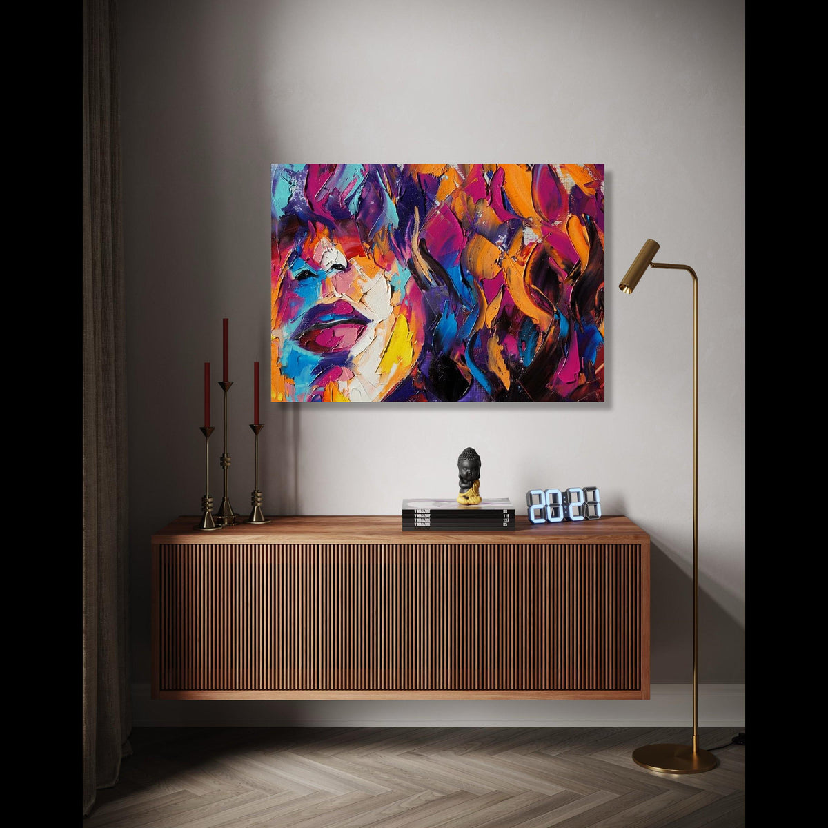 Vibrant Abstract Face Canvas, Colorful Expressionist Wall Art, Modern Painting, Bold Home Decoration, Ready to Gift Art, Home Decor, Print