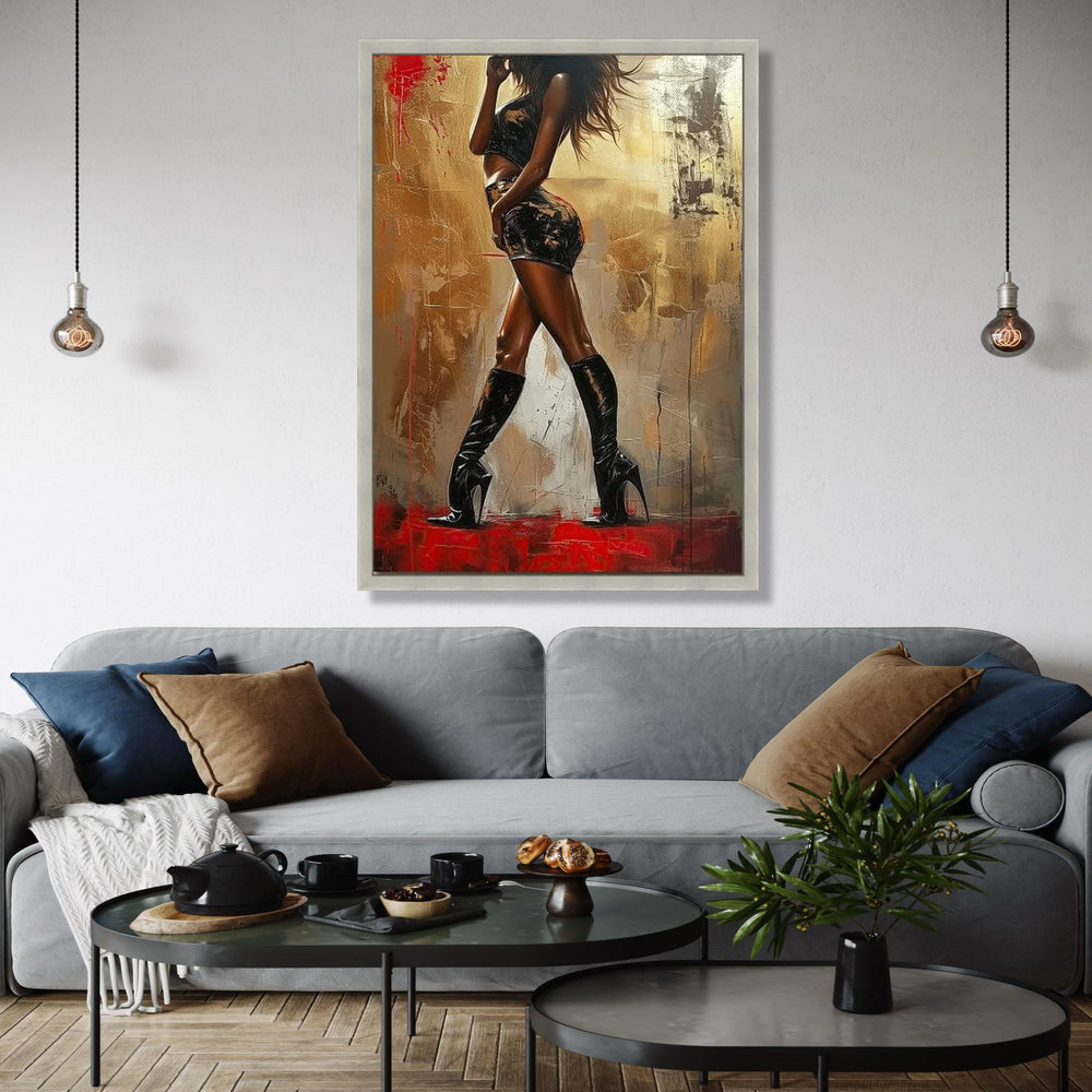 Elegant Fashion Silhouette Canvas, Woman in Black Outfit Wall Art, Modern Glamour Decor, Abstract Figure Gift Art, Home Decor, Print