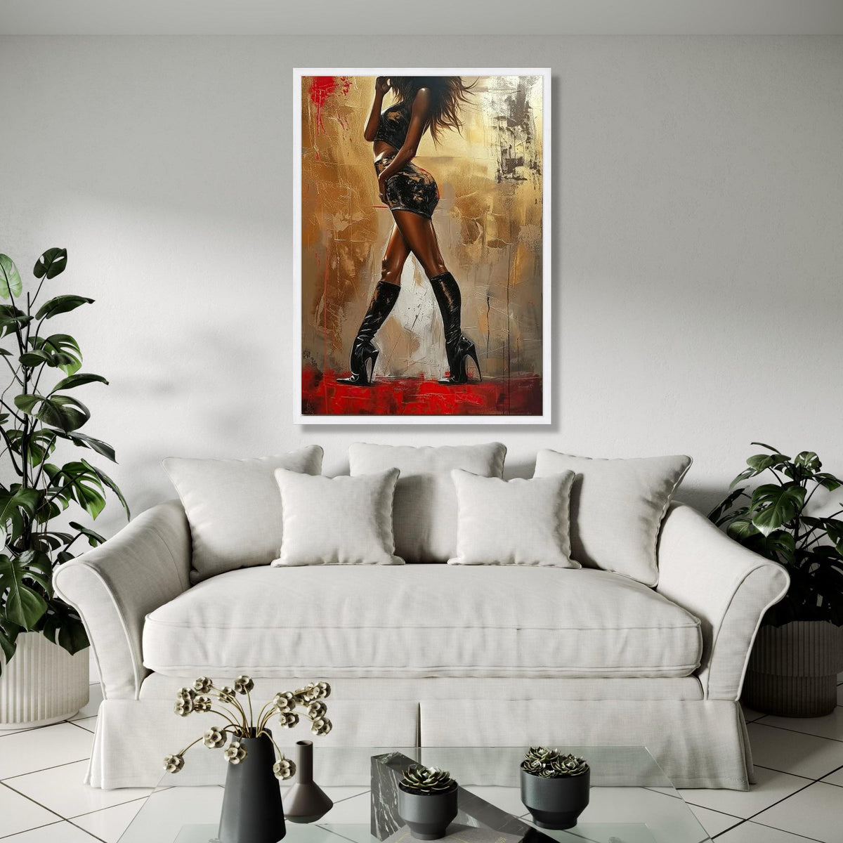 Elegant Fashion Silhouette Canvas, Woman in Black Outfit Wall Art, Modern Glamour Decor, Abstract Figure Gift Art, Home Decor, Print