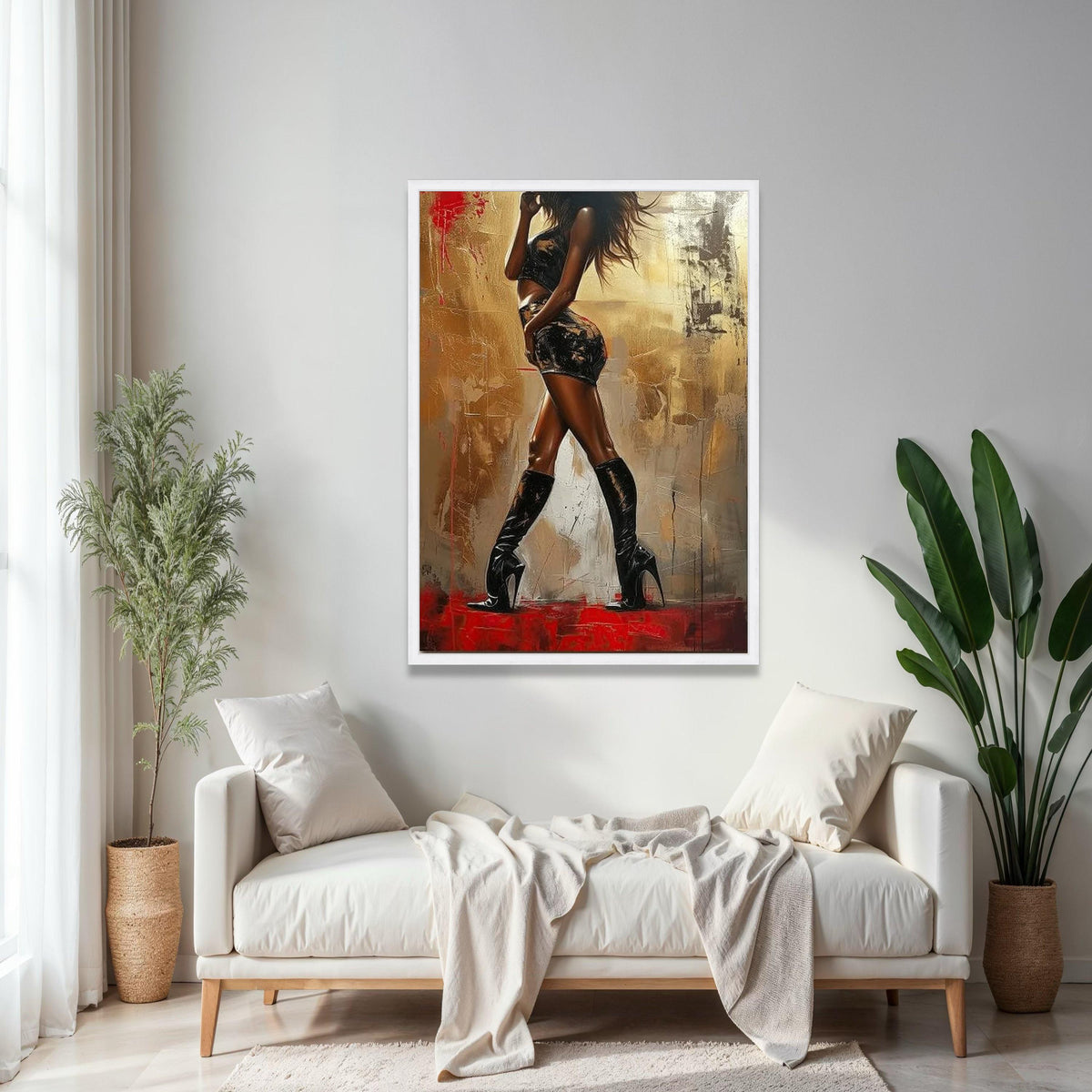 Elegant Fashion Silhouette Canvas, Woman in Black Outfit Wall Art, Modern Glamour Decor, Abstract Figure Gift Art, Home Decor, Print