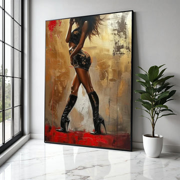 Elegant Fashion Silhouette Canvas, Woman in Black Outfit Wall Art, Modern Glamour Decor, Abstract Figure Gift Art, Home Decor, Print