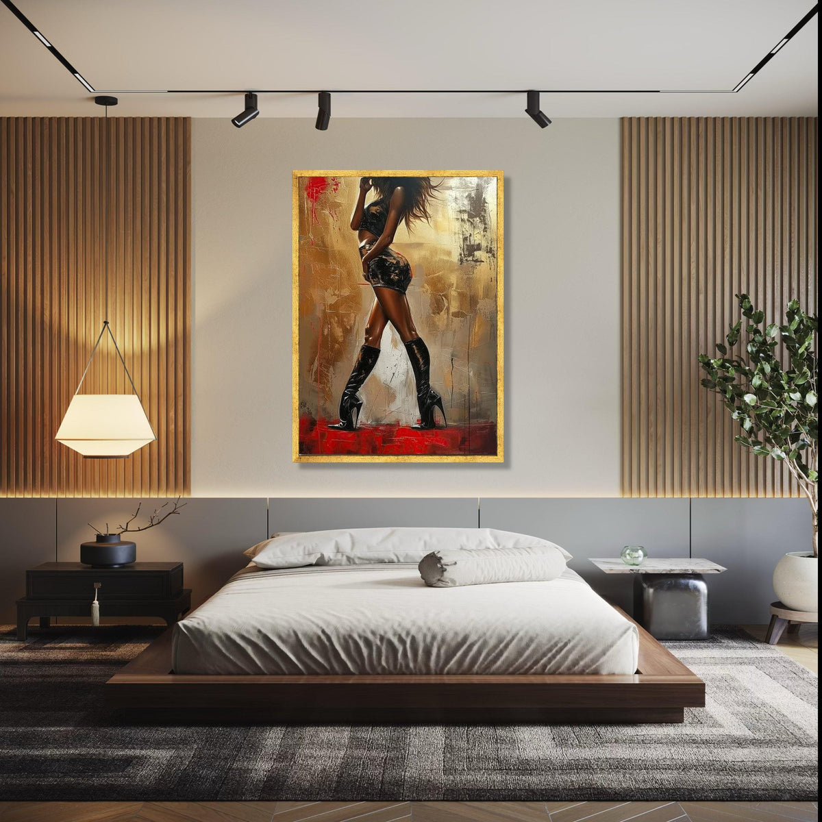 Elegant Fashion Silhouette Canvas, Woman in Black Outfit Wall Art, Modern Glamour Decor, Abstract Figure Gift Art, Home Decor, Print