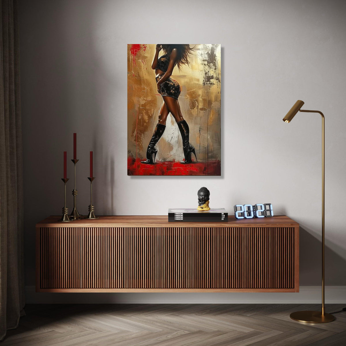 Elegant Fashion Silhouette Canvas, Woman in Black Outfit Wall Art, Modern Glamour Decor, Abstract Figure Gift Art, Home Decor, Print