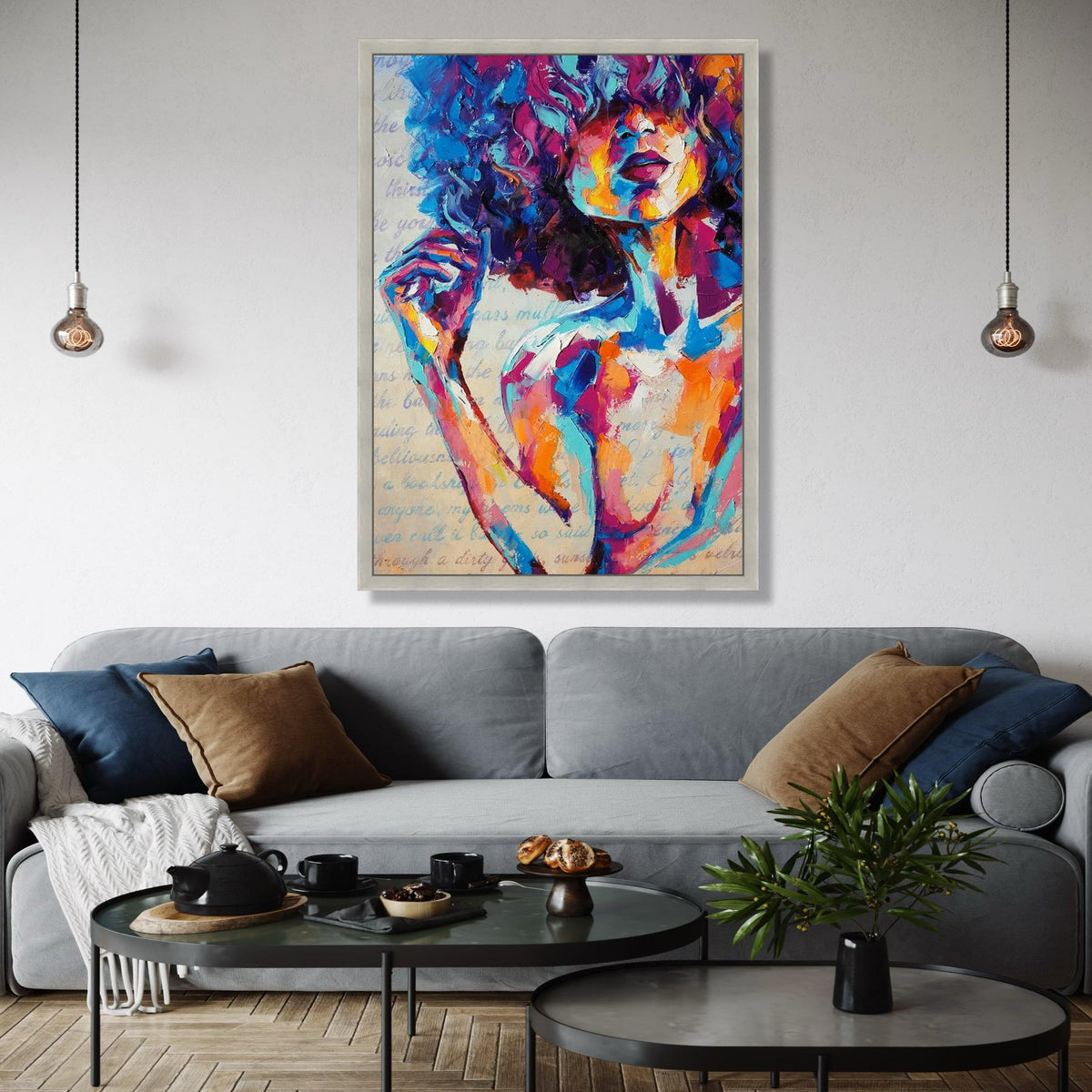 Colorful Abstract Woman Portrait Canvas, Modern Expressionist Wall Art, Vibrant Female Face Painting, Bold Gift Art, Home Decor, Print