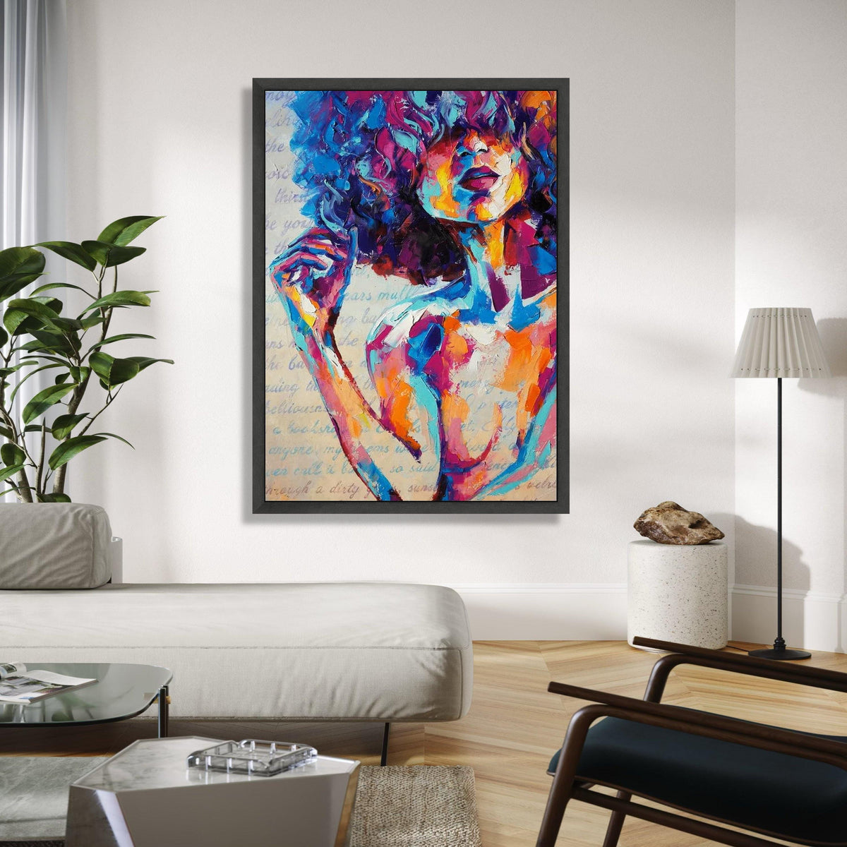 Colorful Abstract Woman Portrait Canvas, Modern Expressionist Wall Art, Vibrant Female Face Painting, Bold Gift Art, Home Decor, Print