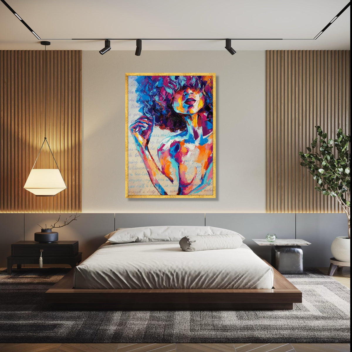 Colorful Abstract Woman Portrait Canvas, Modern Expressionist Wall Art, Vibrant Female Face Painting, Bold Gift Art, Home Decor, Print