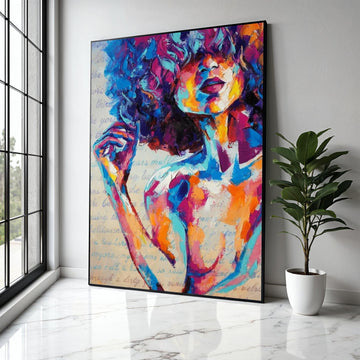 Colorful Abstract Woman Portrait Canvas, Modern Expressionist Wall Art, Vibrant Female Face Painting, Bold Gift Art, Home Decor, Print