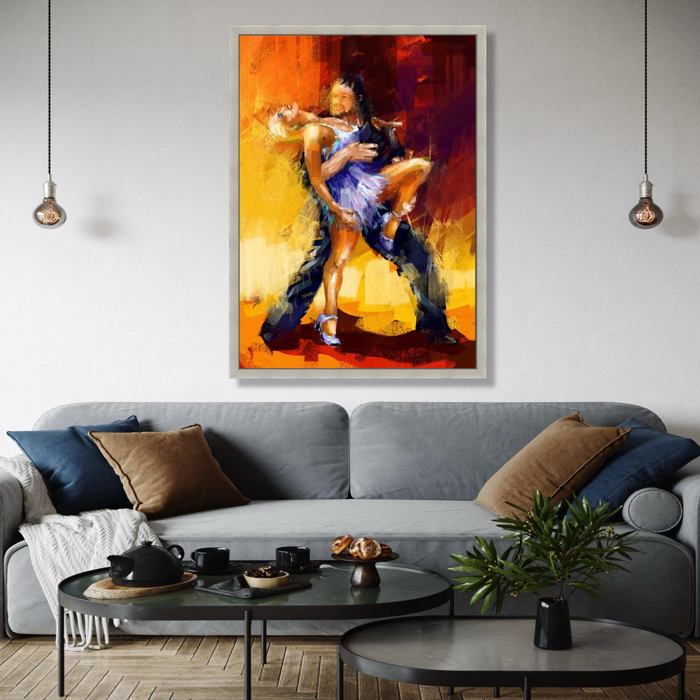 Passionate Dance Couple Canvas, Abstract Ballroom Dancers Wall Art, Modern Romantic Home Decoration, Vibrant Gift Art, Home Decor, Print