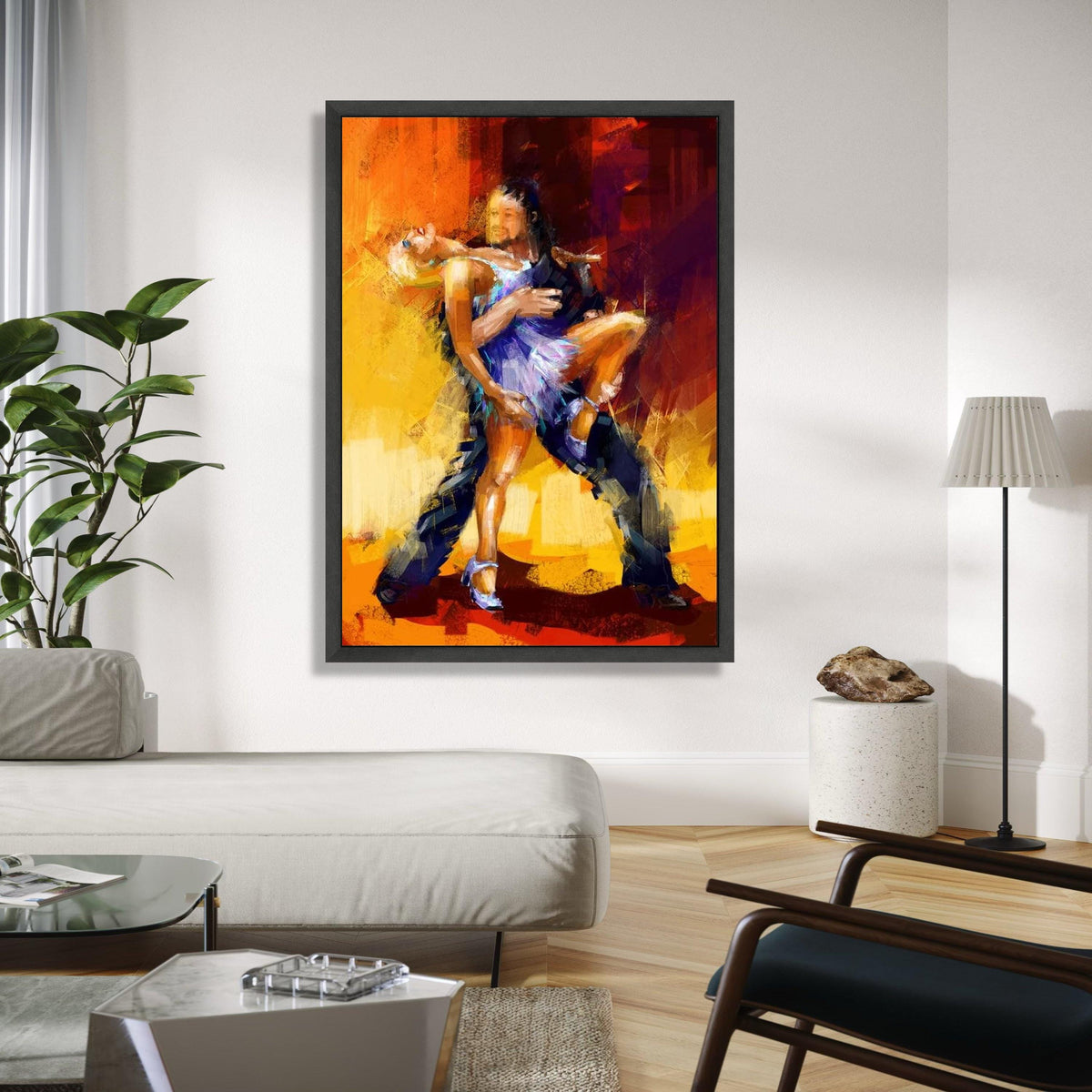 Passionate Dance Couple Canvas, Abstract Ballroom Dancers Wall Art, Modern Romantic Home Decoration, Vibrant Gift Art, Home Decor, Print