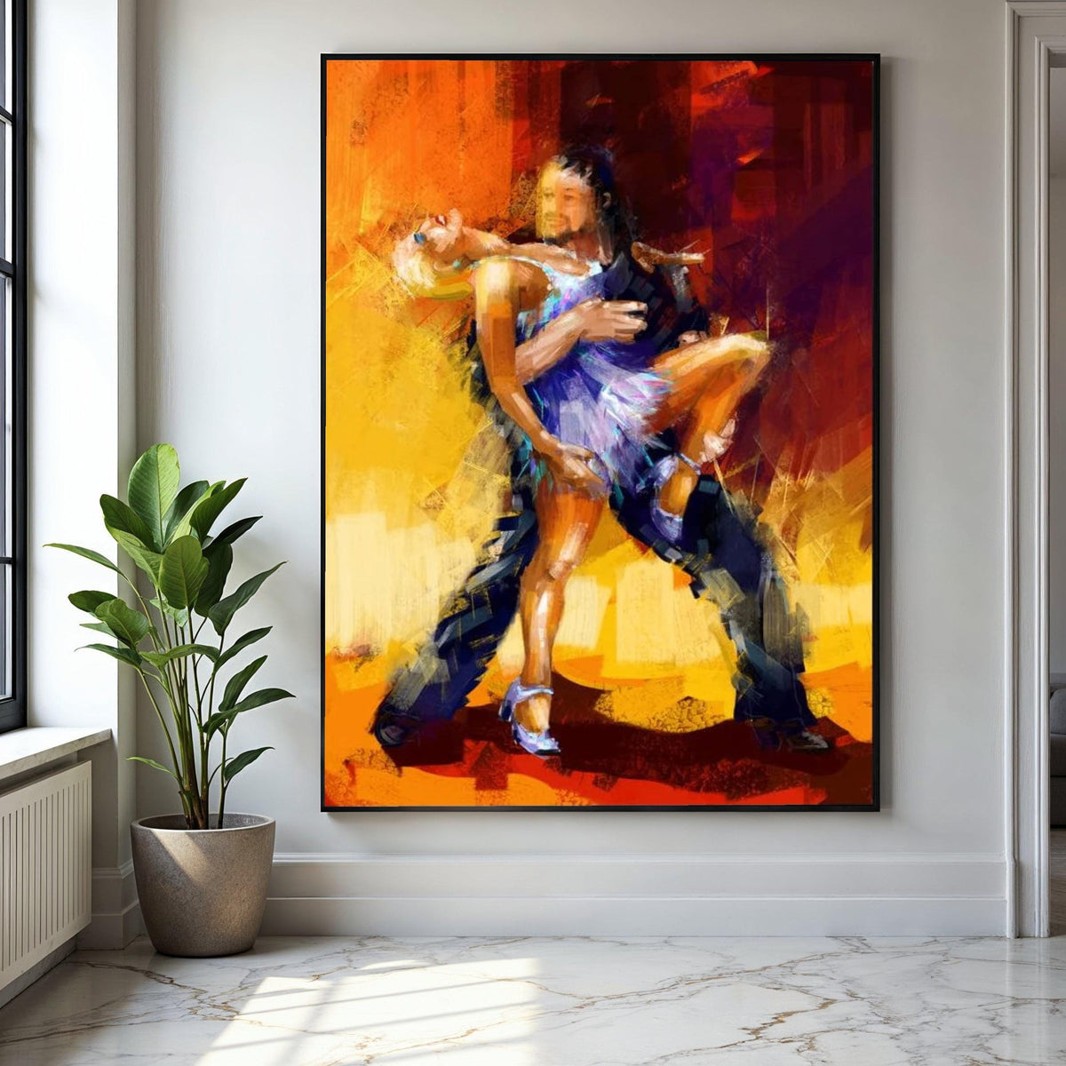 Passionate Dance Couple Canvas, Abstract Ballroom Dancers Wall Art, Modern Romantic Home Decoration, Vibrant Gift Art, Home Decor, Print