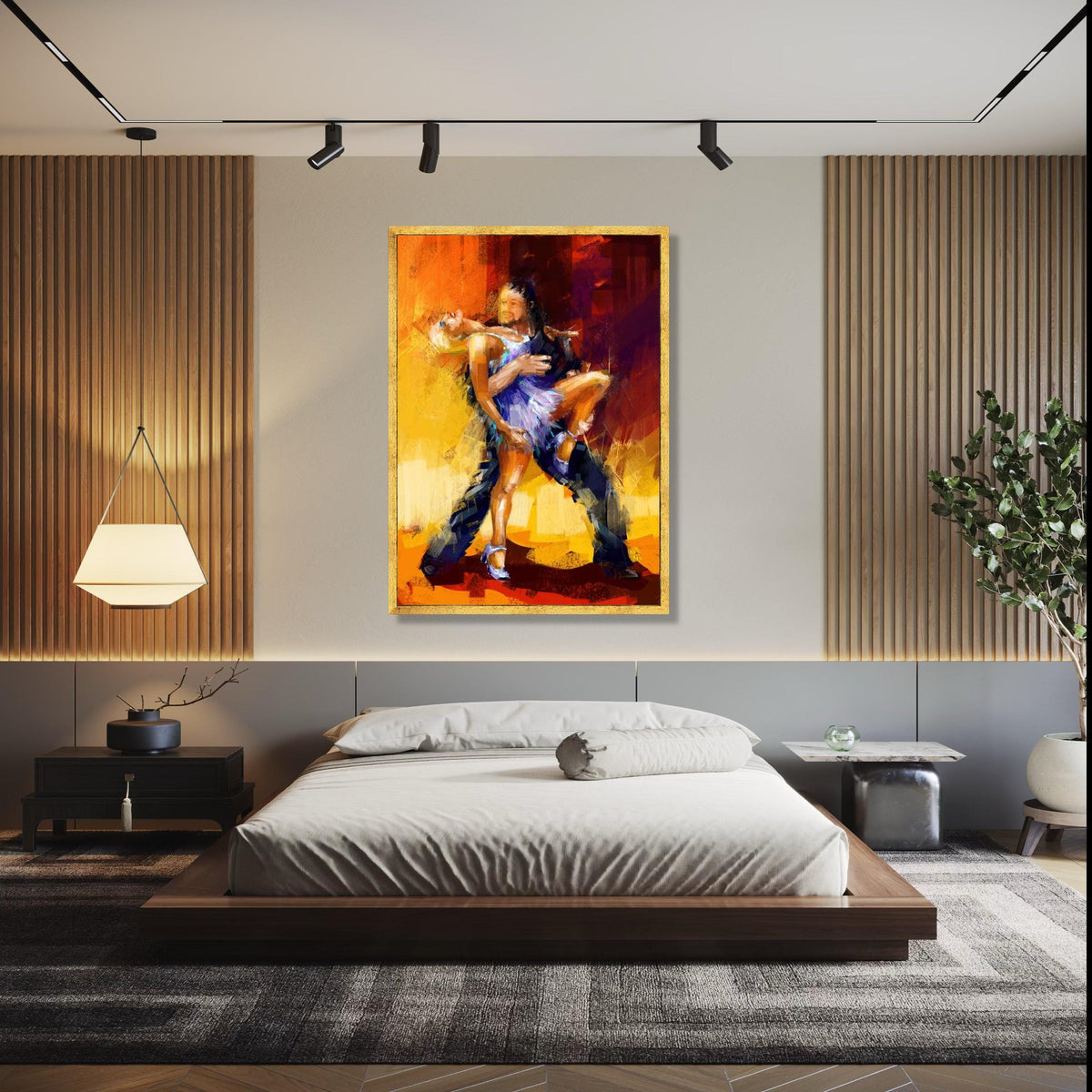 Passionate Dance Couple Canvas, Abstract Ballroom Dancers Wall Art, Modern Romantic Home Decoration, Vibrant Gift Art, Home Decor, Print