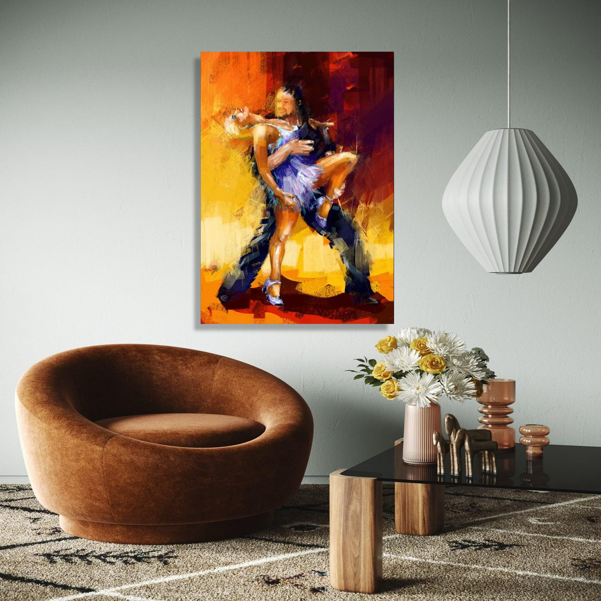 Passionate Dance Couple Canvas, Abstract Ballroom Dancers Wall Art, Modern Romantic Home Decoration, Vibrant Gift Art, Home Decor, Print